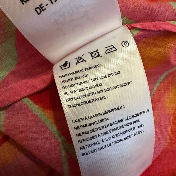 ANTHROPOLOGIE FARM RIO Bright Forest Midi Dress Pink Orange Puff Sleeve - Picture 13 of 16